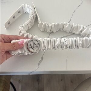 Armani Exchange white snap belt